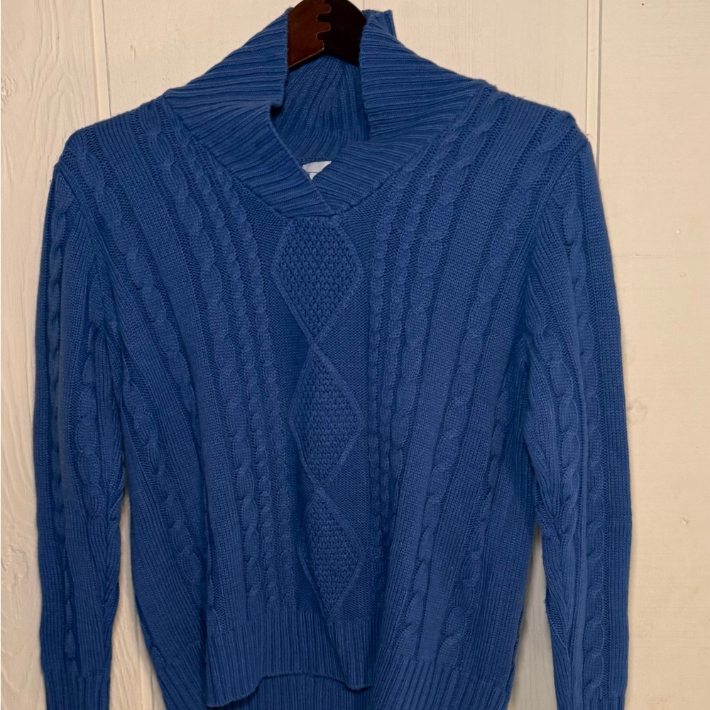 BFA CLASSICS Blue Cable Knit Women's Sweater petite Small